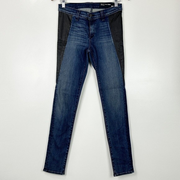 RAG & BONE Jean for INTERMIX High Waist Denim Genuine Lam Leather Sexy Jean 29 - Picture 1 of 9